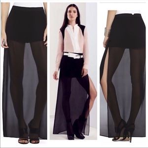 BCBG MaxAzria Black Long Sheer Beshoy Skort Sz M